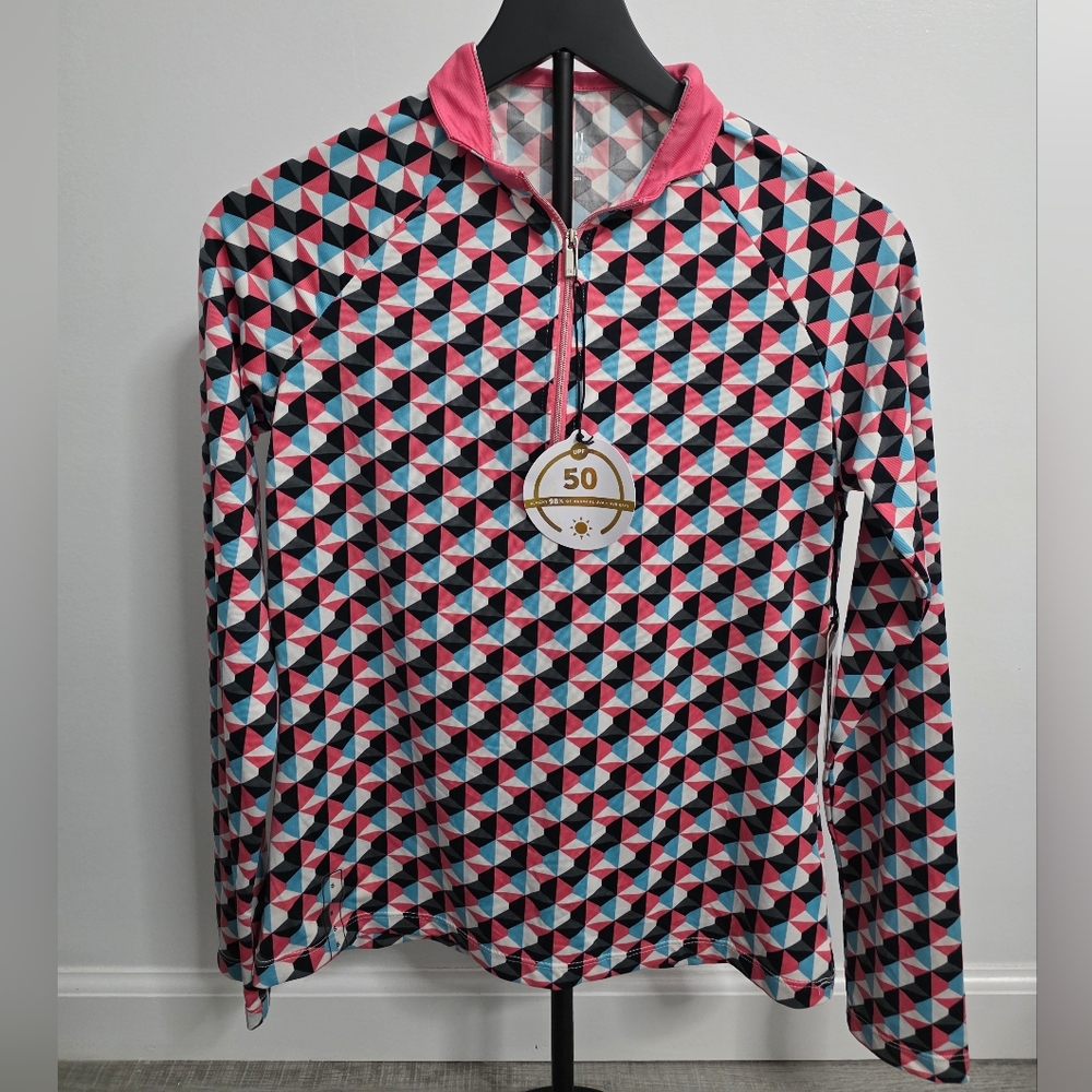 NWT Girl's Geometric Patterned Long Sleeve Top ☀️UPF 50- Size Small